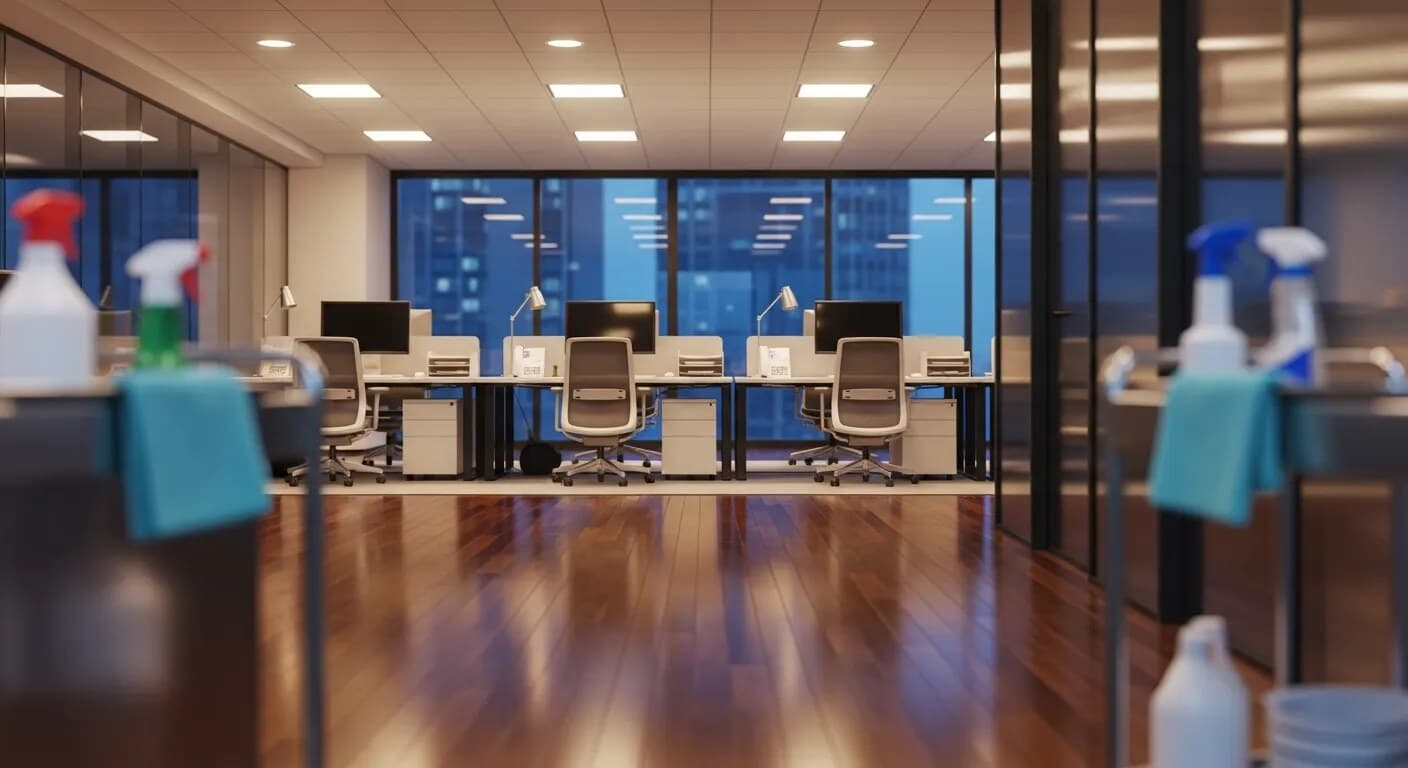 Commercial office cleaned after working hours