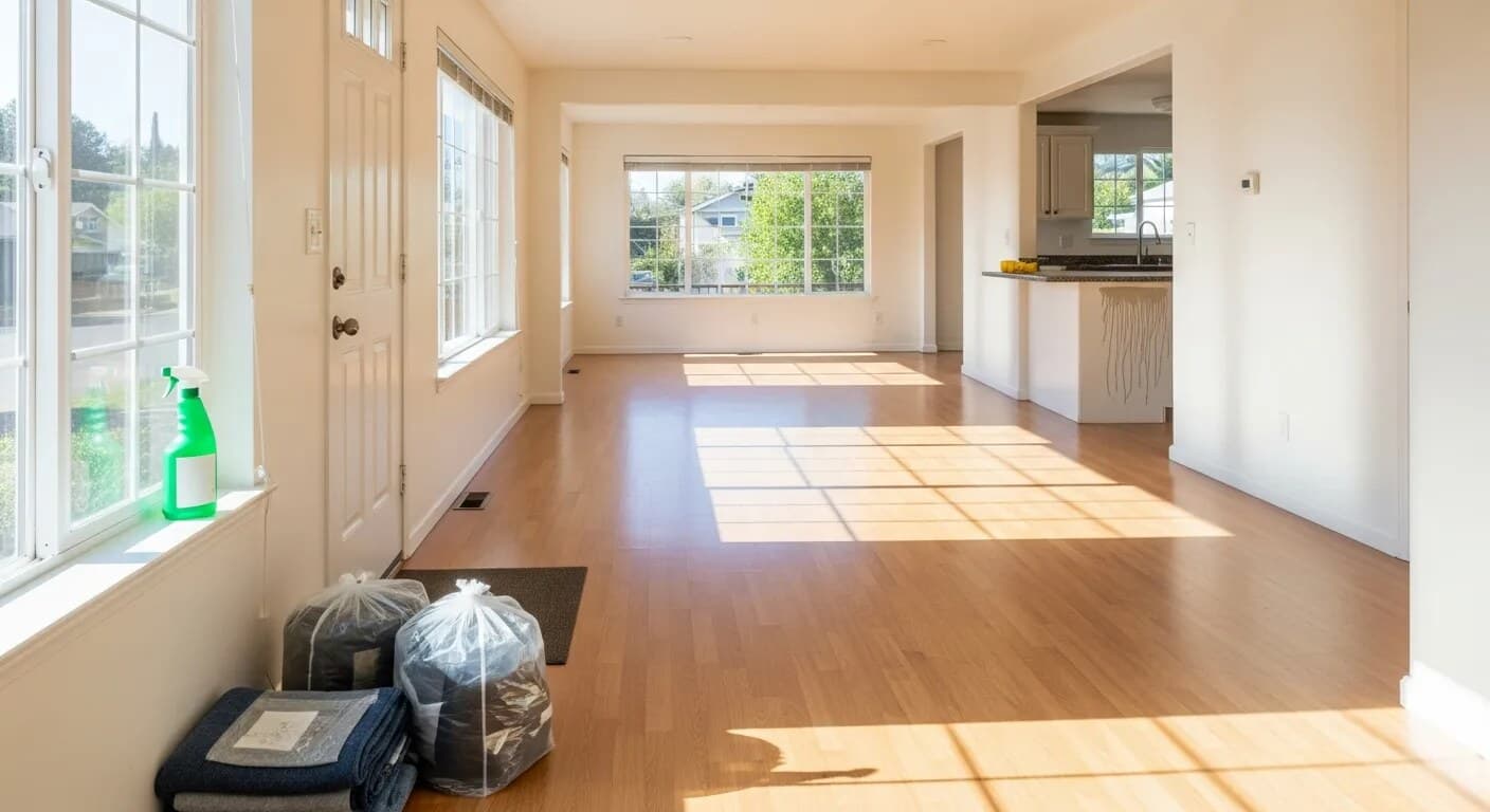 Bright empty room during post-construction cleanup